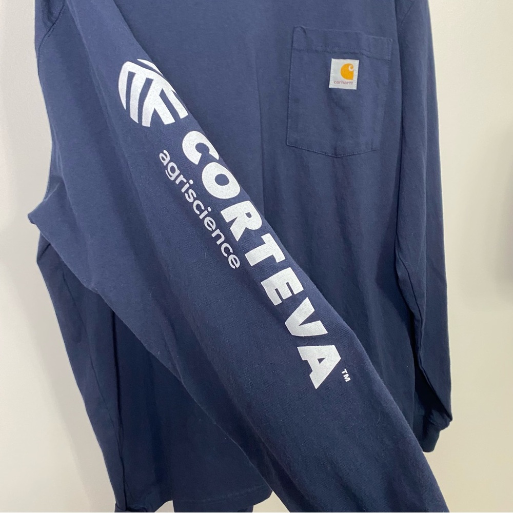 Carhartt Loose Fit Men's Navy Long Sleeve Pocket Shirt Large-Corteva Agriscience - Picture 4 of 4